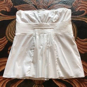 BCBGMAXAZRIA White Pleated Strapless Blouse Size M